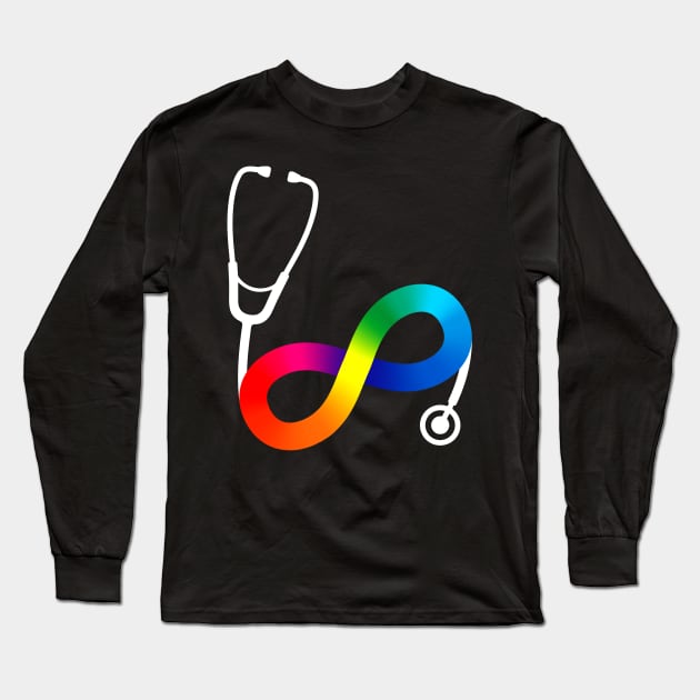 Stethoscope Autism Acceptance Infinity Symbol Long Sleeve T-Shirt by mia_me